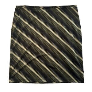 Sandra Y2K A Line Mini Skirt‎ Large Black Green Striped Lined 90s